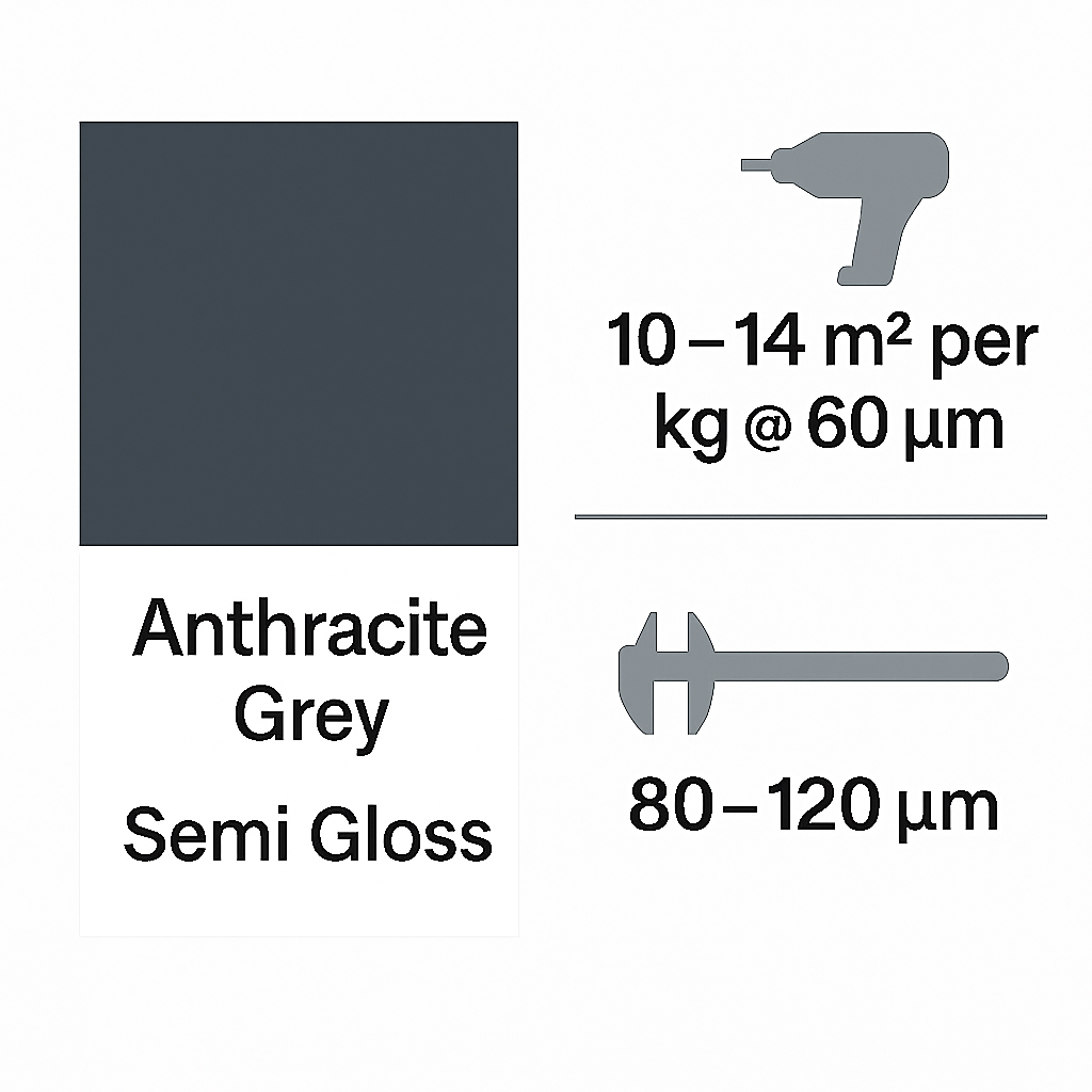 HMG HYBRID METALLIC – RAL 7016 ANTHRACITE GREY – SEMI-GLOSS INTERIOR POWDER COATING