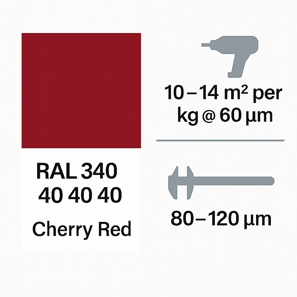 HMG HYBRID – RAL 340 40 40 (CHERRY RED) – EPOXY POLYESTER SMOOTH INDOOR FINISH
