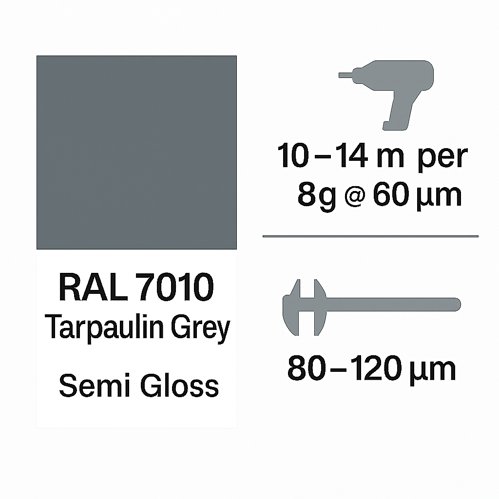 HMG HYBRID RIPPLE – RAL 7010 (TARPAULIN GREY) – SEMI-GLOSS TEXTURED POWDER COATING