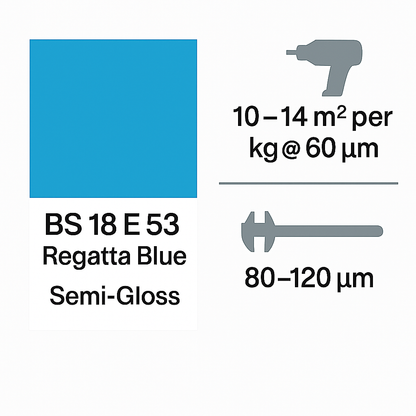 HMG HYBRID – REGATTA BLUE (BS 18 E 53) – SEMI-GLOSS EPOXY POLYESTER POWDER COATING